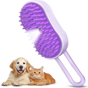 4-in-1 Pet Steam Brush (with 360° rotating arm) for long and short-haired cat and dog grooming