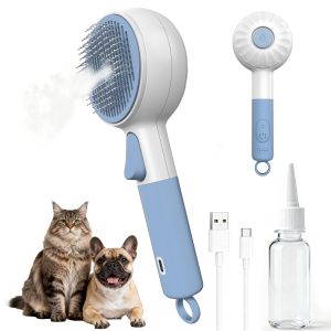 3-in-1 Electric Spray Pet Steam Comb, Rechargeable, detangling and massage, suitable for indoor cats and dogs