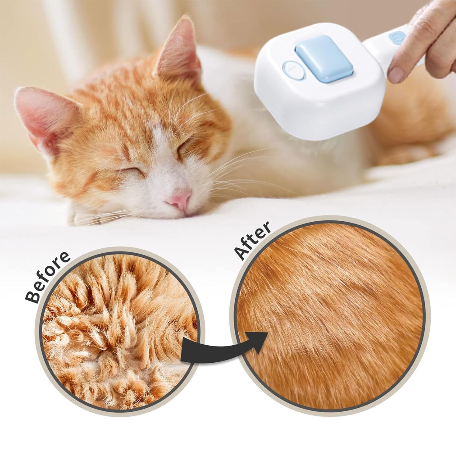 3-in-1 Pet Steam Brush (Blue) Indoor cat comb, specially for detangling and removing loose hair - Image 2