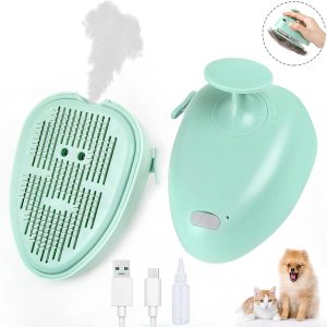 Self-Cleaning Pet Steam Brush (Green) Rechargeable spray comb, suitable for long and short-haired pets