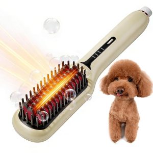 2-in-1 Electric Pet Grooming Set, includes coconut oil spray and straightening comb, for long-haired dog care and styling