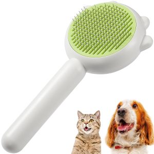 Self-cleaning grooming brush for cats and dogs - specially designed for short-haired pets, easily removes loose hair and detangles.