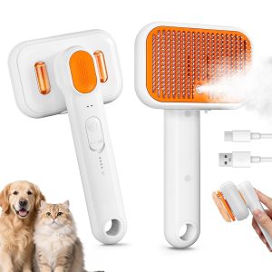 3-in-1 Pet Steam Brush, Rechargeable and waterproof, gentle spray, suitable for all hair types